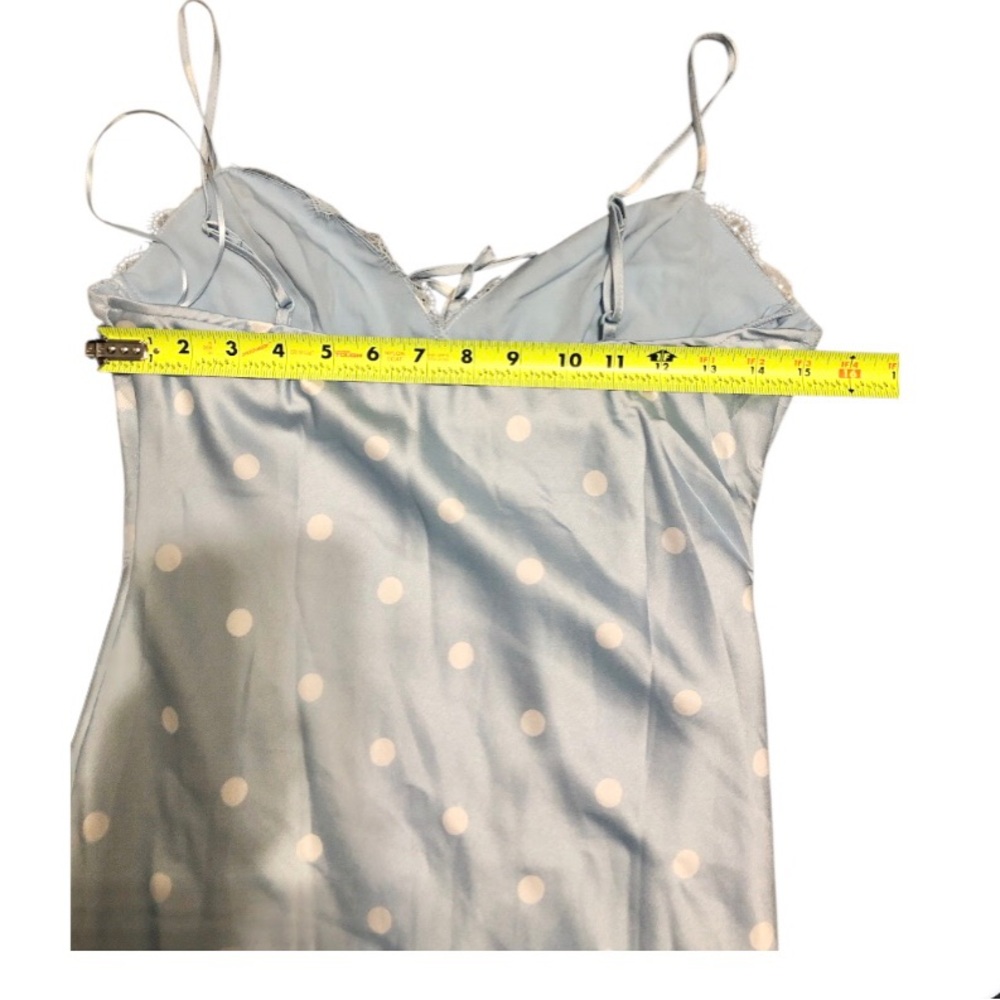 Jessica Simpson blue white polka dot lace cups satin effect maxi dress size M - Picture 17 of 17